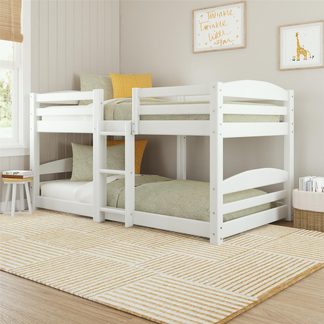 Birley Low Wood Bunk Bed with Integrated Ladder - White - Twin-Over-Twin