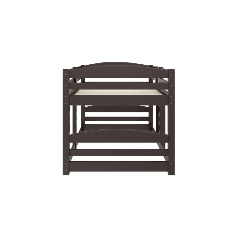 DHP Birley Low Wood Bunk Bed for Kids, Twin over Twin, Espresso - Espresso - Twin-Over-Twin