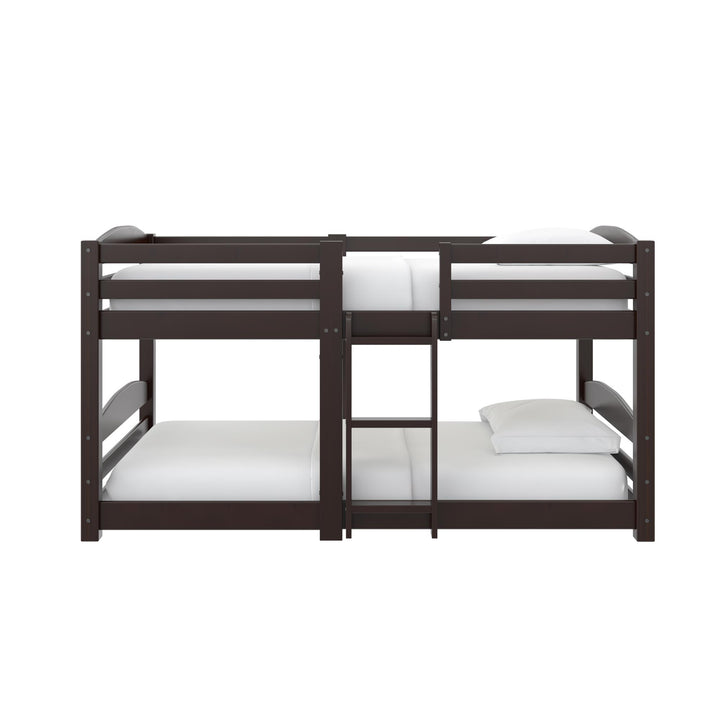 DHP Birley Low Wood Bunk Bed for Kids, Twin over Twin, Espresso - Espresso - Twin-Over-Twin