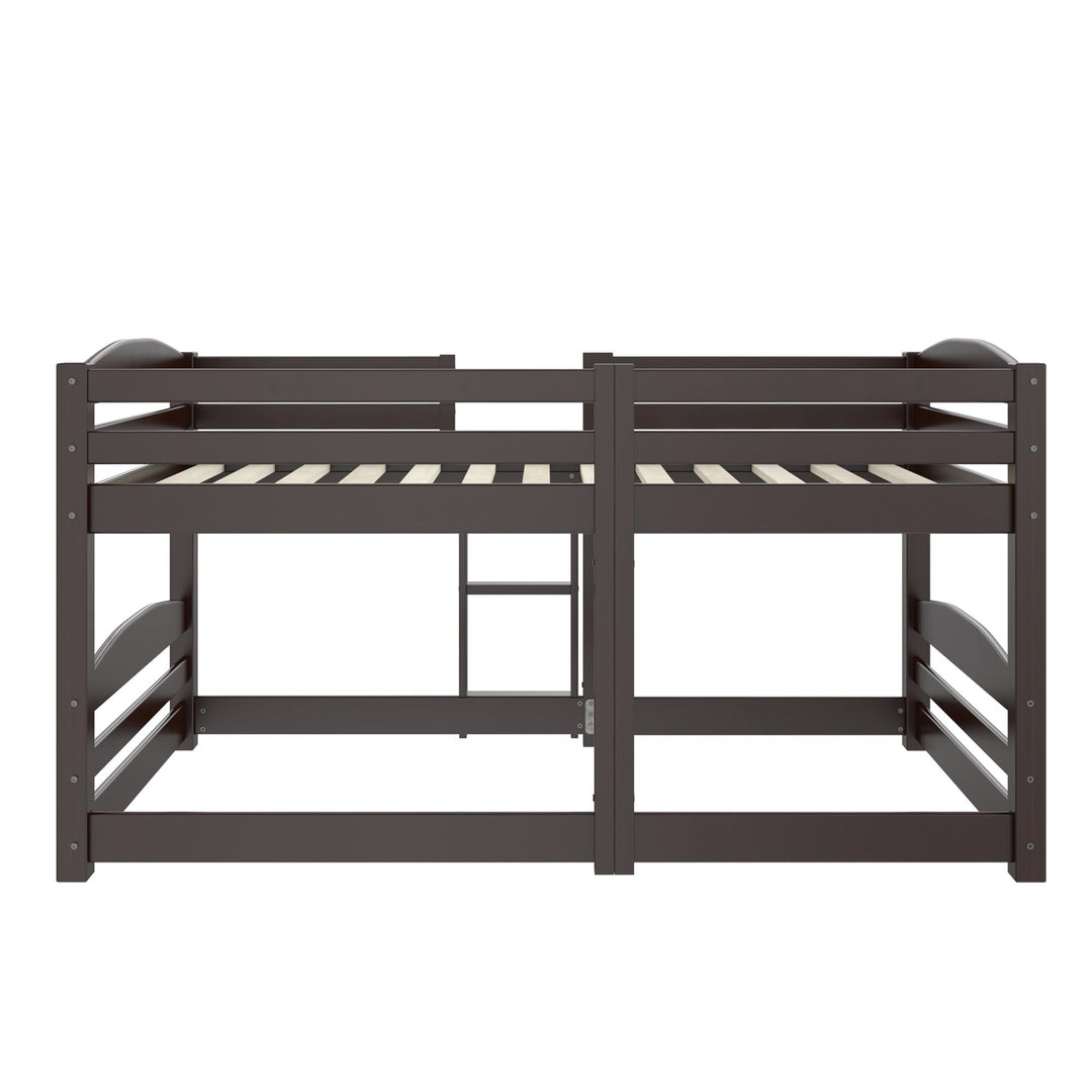 DHP Birley Low Wood Bunk Bed for Kids, Twin over Twin, Espresso - Espresso - Twin-Over-Twin