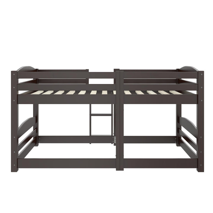 DHP Birley Low Wood Bunk Bed for Kids, Twin over Twin, Espresso - Espresso - Twin-Over-Twin