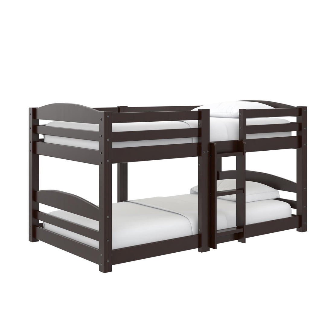 DHP Birley Low Wood Bunk Bed for Kids, Twin over Twin, Espresso - Espresso - Twin-Over-Twin