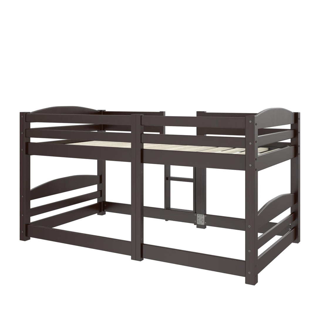 DHP Birley Low Wood Bunk Bed for Kids, Twin over Twin, Espresso - Espresso - Twin-Over-Twin