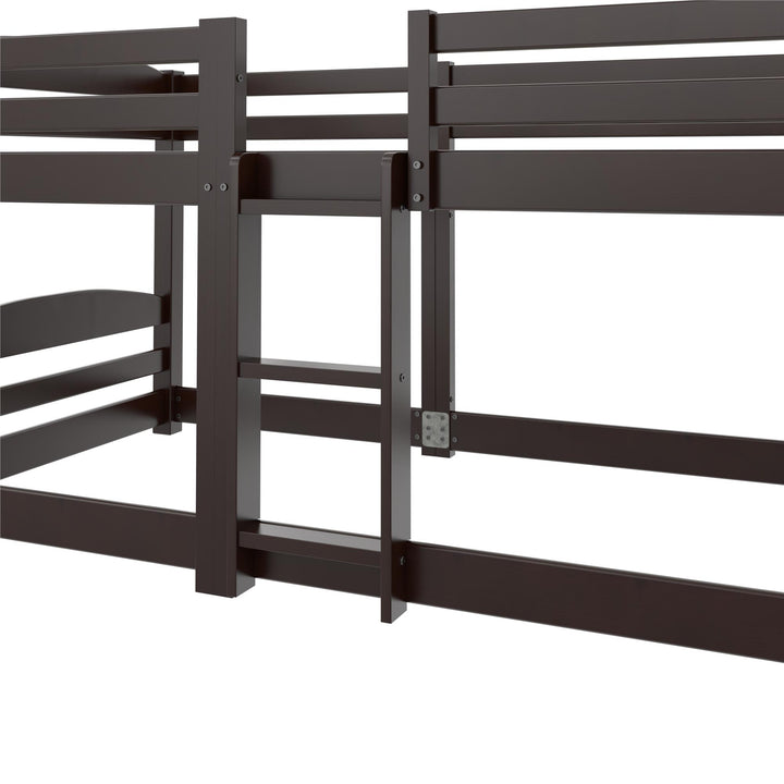 DHP Birley Low Wood Bunk Bed for Kids, Twin over Twin, Espresso - Espresso - Twin-Over-Twin