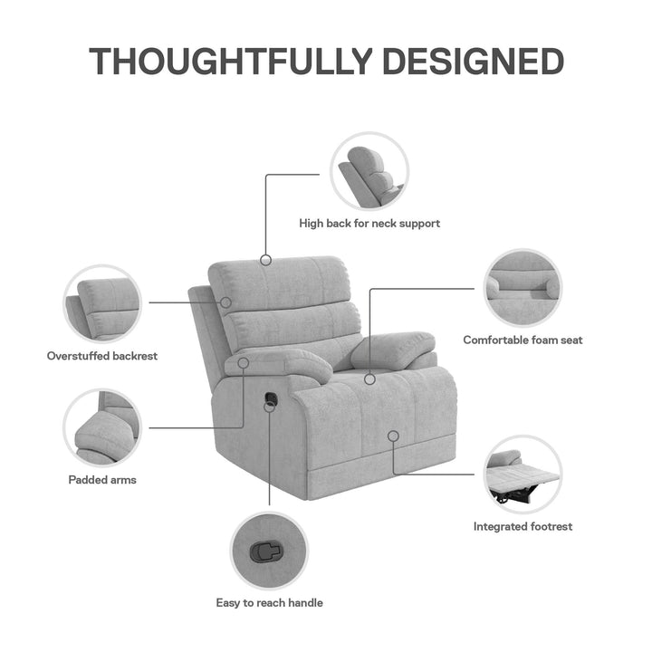 McAllen Textured Recliner Chair - Light Gray - 1-Seater