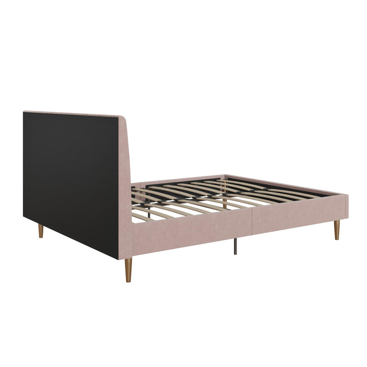 Daphne Velvet Upholstered Bed with Channel Tufted Headboard - Blush - Full