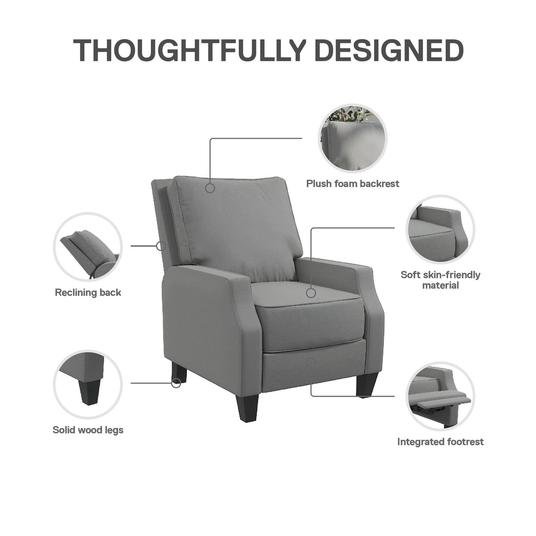 Randen Sleek Pushback Recliner - Charcoal - 1-Seater