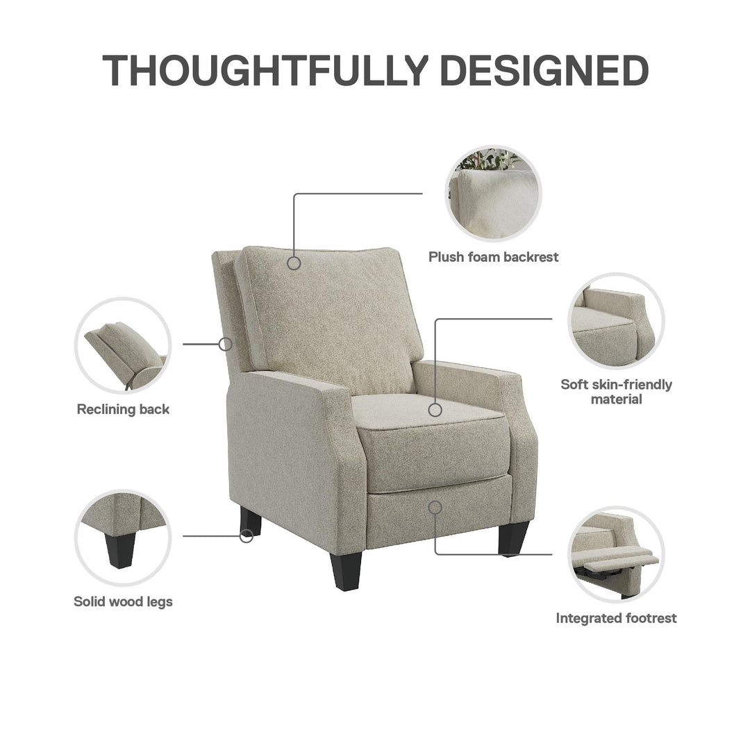 Randen Sleek Pushback Recliner - Beige - 1-Seater