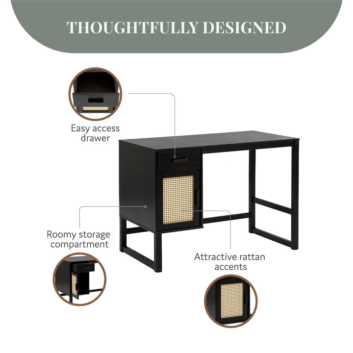 Talo Desk with Closed Storage and Drawer - Espresso