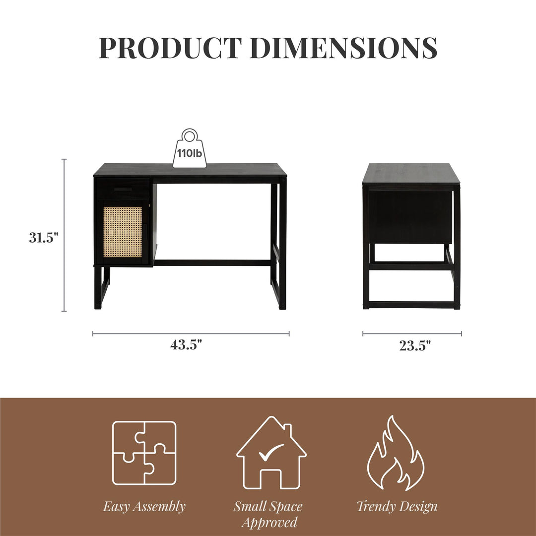 Talo Desk with Closed Storage and Drawer - Espresso