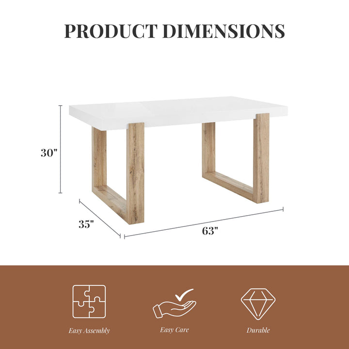 Arvid Dining Table with High Gloss White Top - White