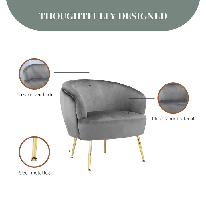 Kara Teddy Soft Accent Chair with Gold Legs - Gray