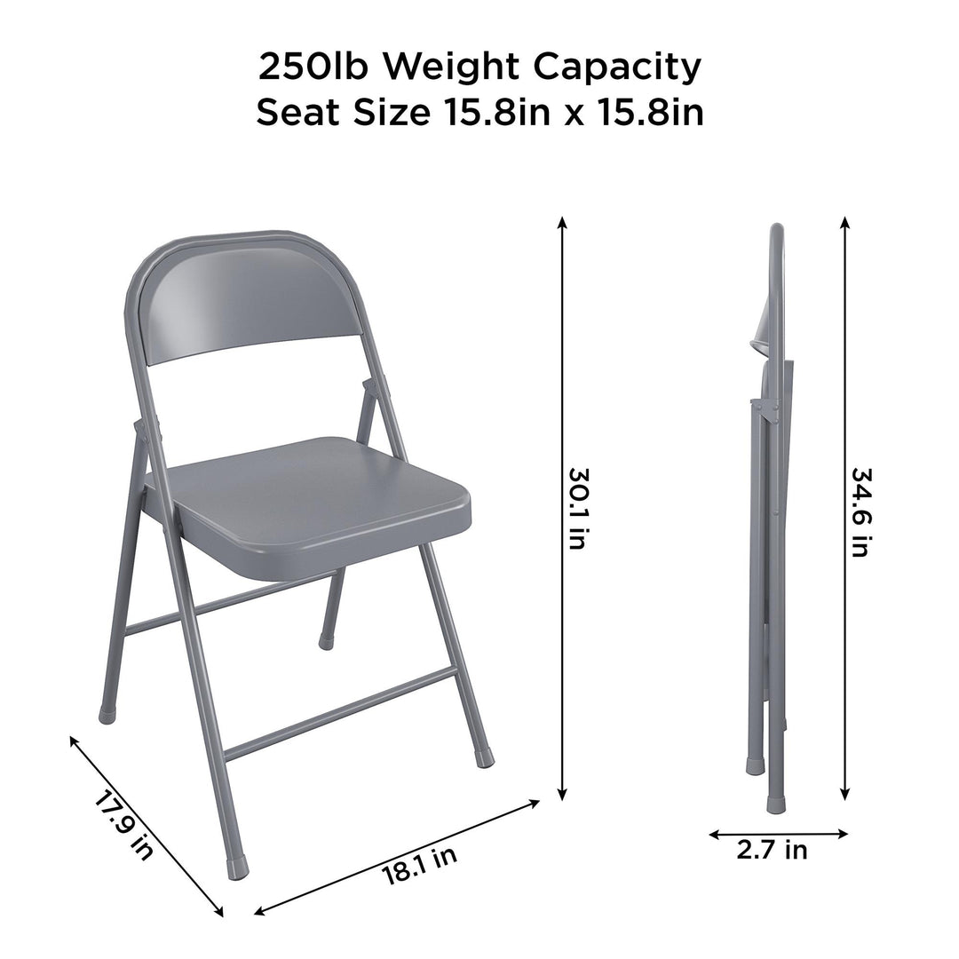 SmartFold All-Steel Folding Chair, Set of 4 - Graphite Grey - 4-Pack