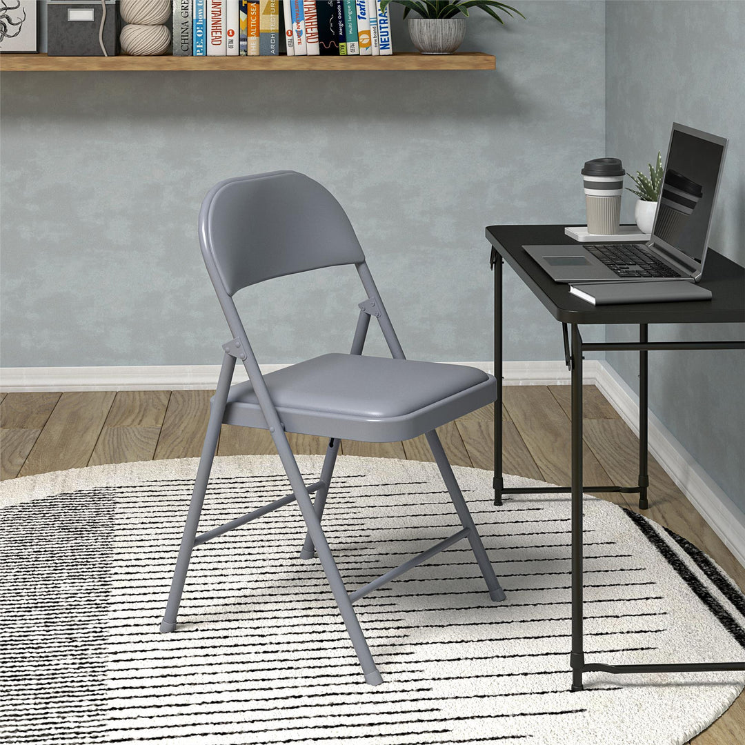 SmartFold Vinyl Folding Chair, 4-Pack - Graphite Grey - 4-Pack