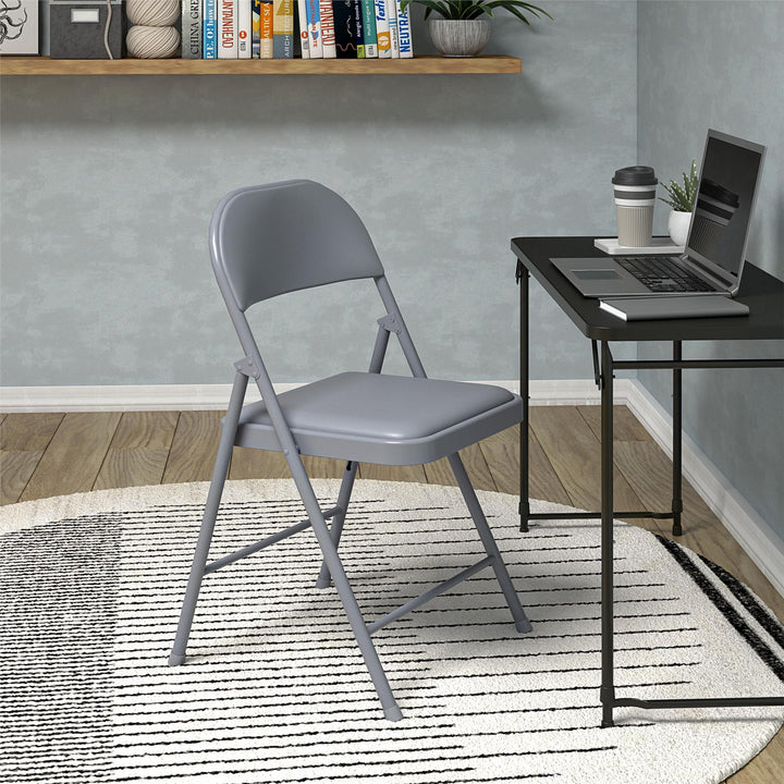 SmartFold Vinyl Folding Chair, 4-Pack - Graphite Grey - 4-Pack