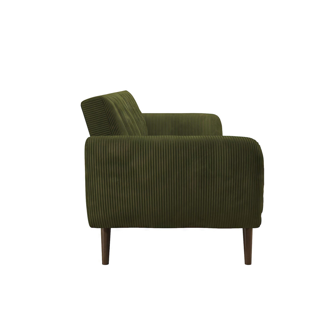 Brittany Futon with Vertical Channel Tufting and Curved Armrests - Sage Green