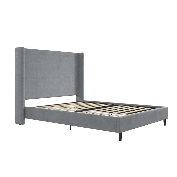 Eveline Upholstered Wingback Bed - Dark Gray - Queen