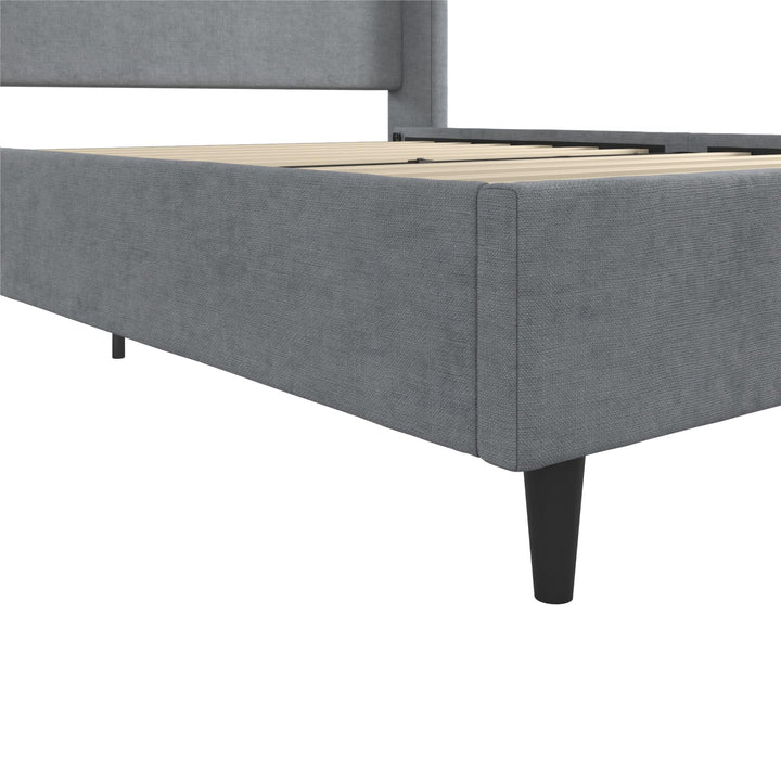 Eveline Upholstered Wingback Bed - Dark Gray - Queen