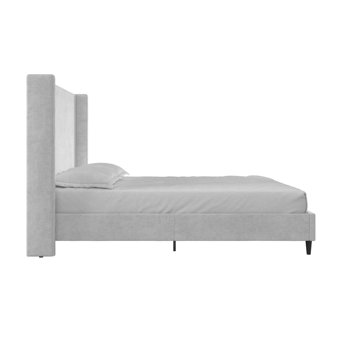 Eveline Upholstered Wingback Bed - Light Gray - Queen