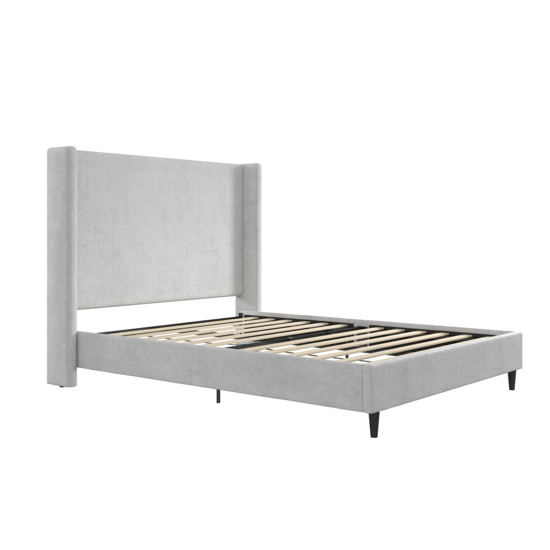 Eveline Upholstered Wingback Bed - Light Gray - Queen