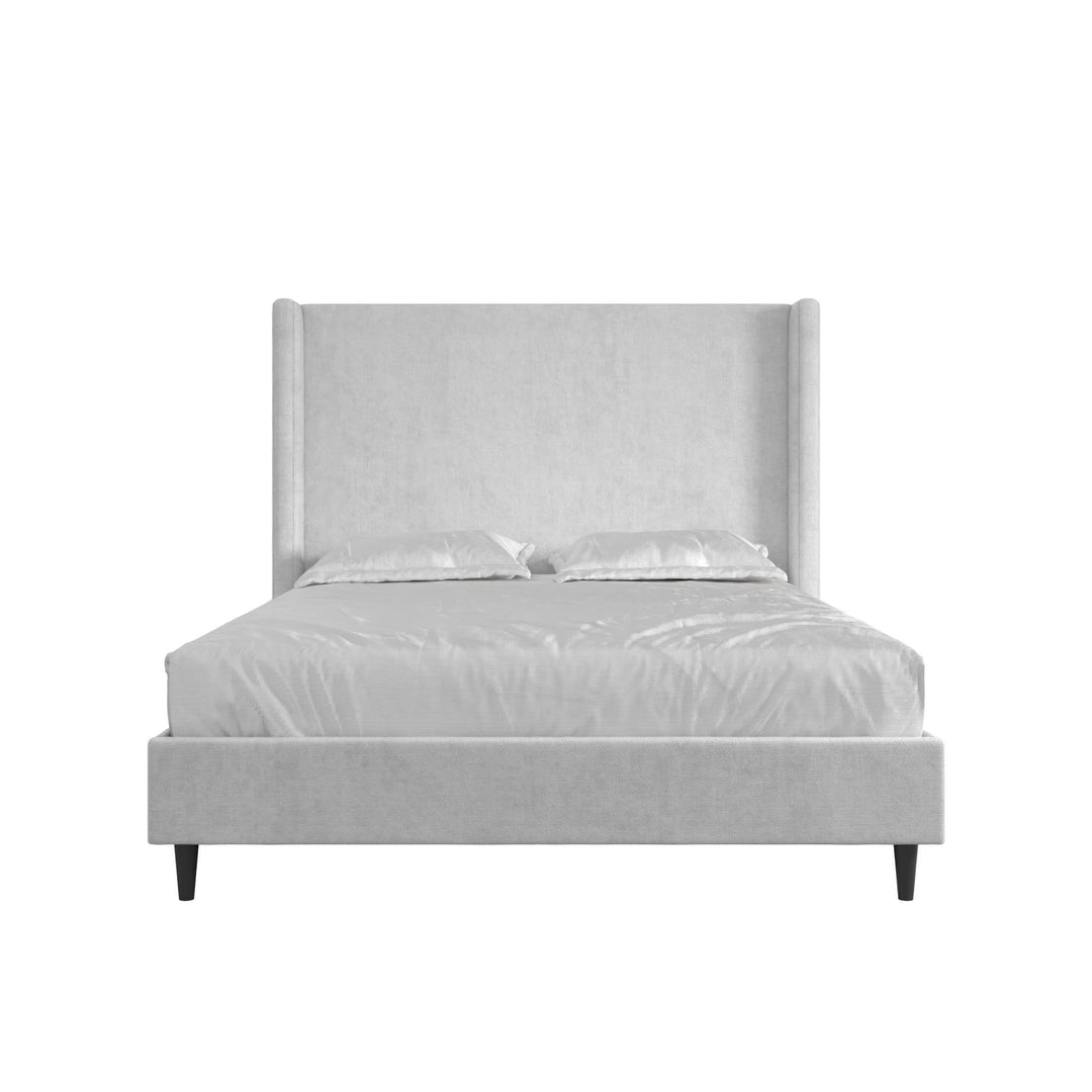 Eveline Upholstered Wingback Bed - Light Gray - Queen