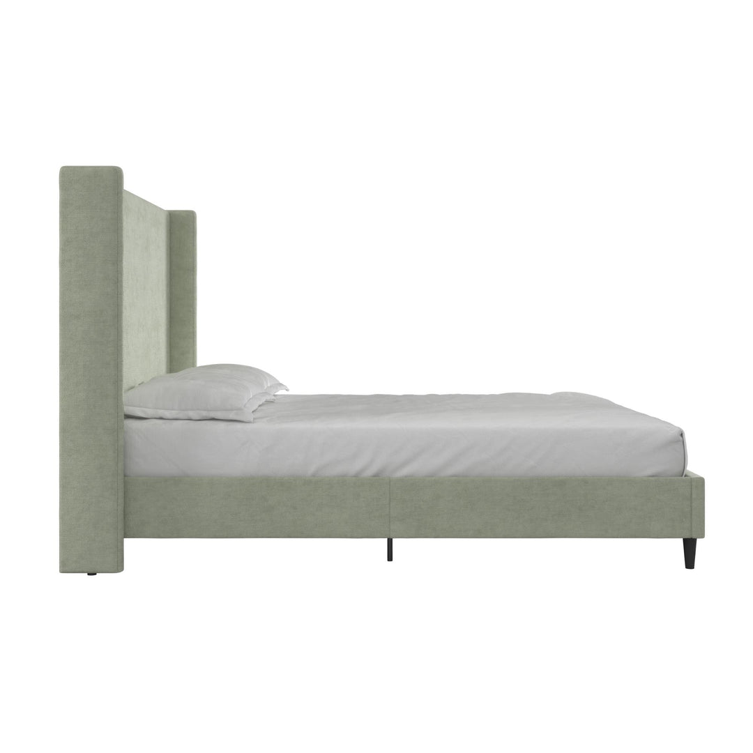 Eveline Upholstered Wingback Bed - Green - Queen