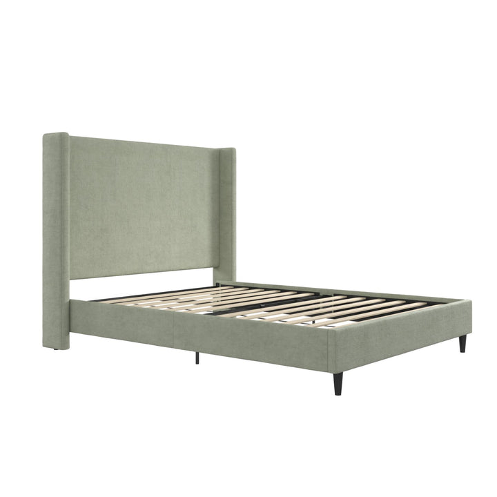 Eveline Upholstered Wingback Bed - Green - Queen