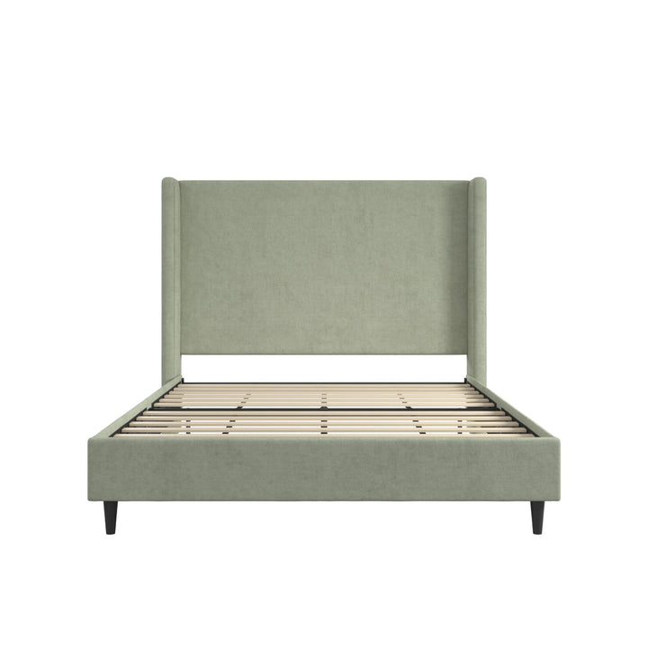 Eveline Upholstered Wingback Bed - Green - Queen