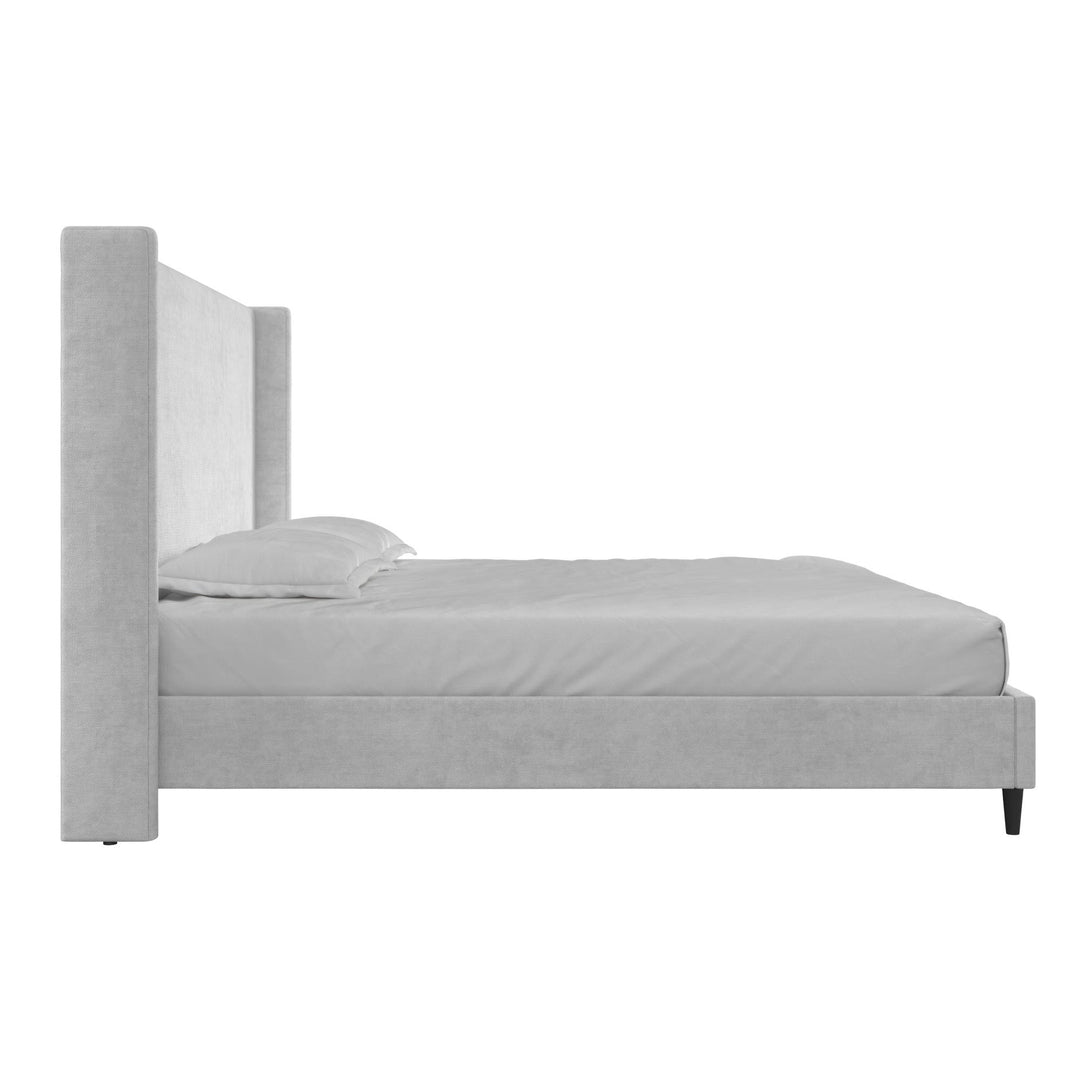 Eveline Upholstered Wingback Bed - Light Gray - King