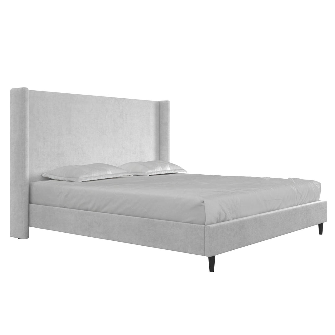 Eveline Upholstered Wingback Bed - Light Gray - King