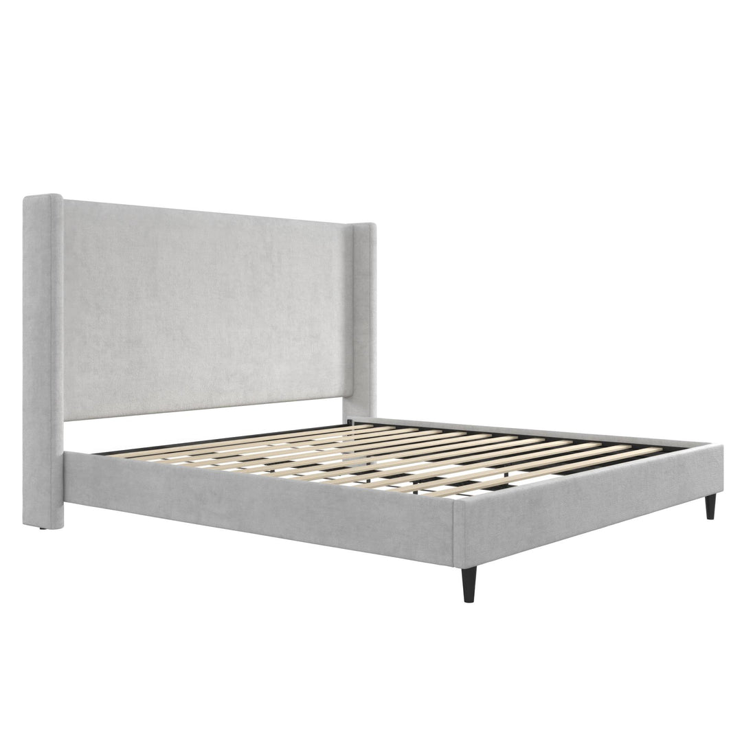 Eveline Upholstered Wingback Bed - Light Gray - King