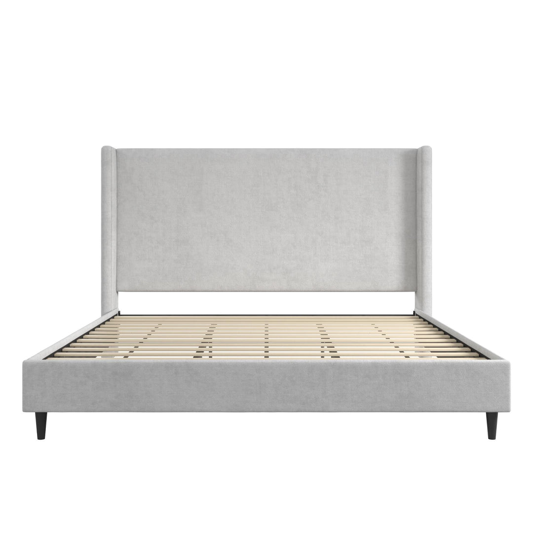 Eveline Upholstered Wingback Bed - Light Gray - King