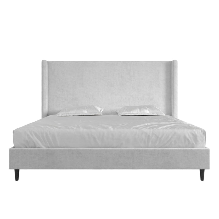 Eveline Upholstered Wingback Bed - Light Gray - King