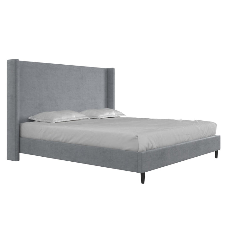 Eveline Upholstered Wingback Bed - Dark Gray - King