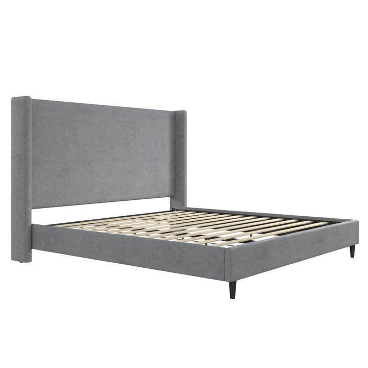 Eveline Upholstered Wingback Bed - Dark Gray - King