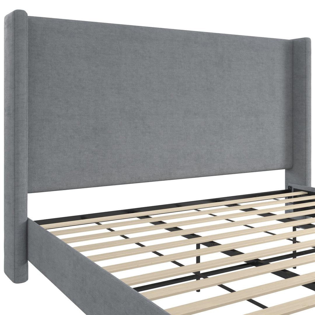 Eveline Upholstered Wingback Bed - Dark Gray - King