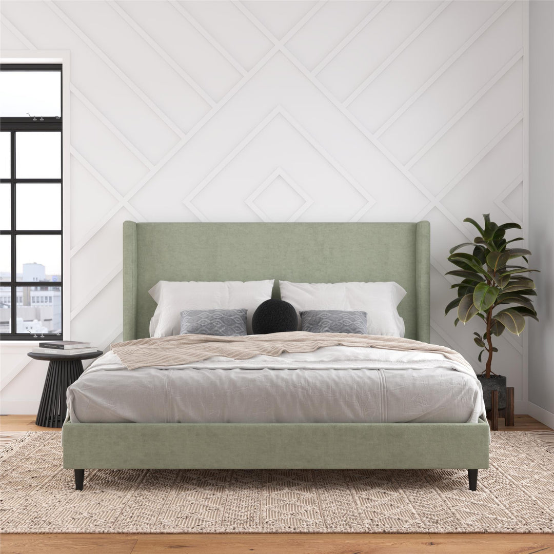 Eveline Upholstered Wingback Bed - Green - King