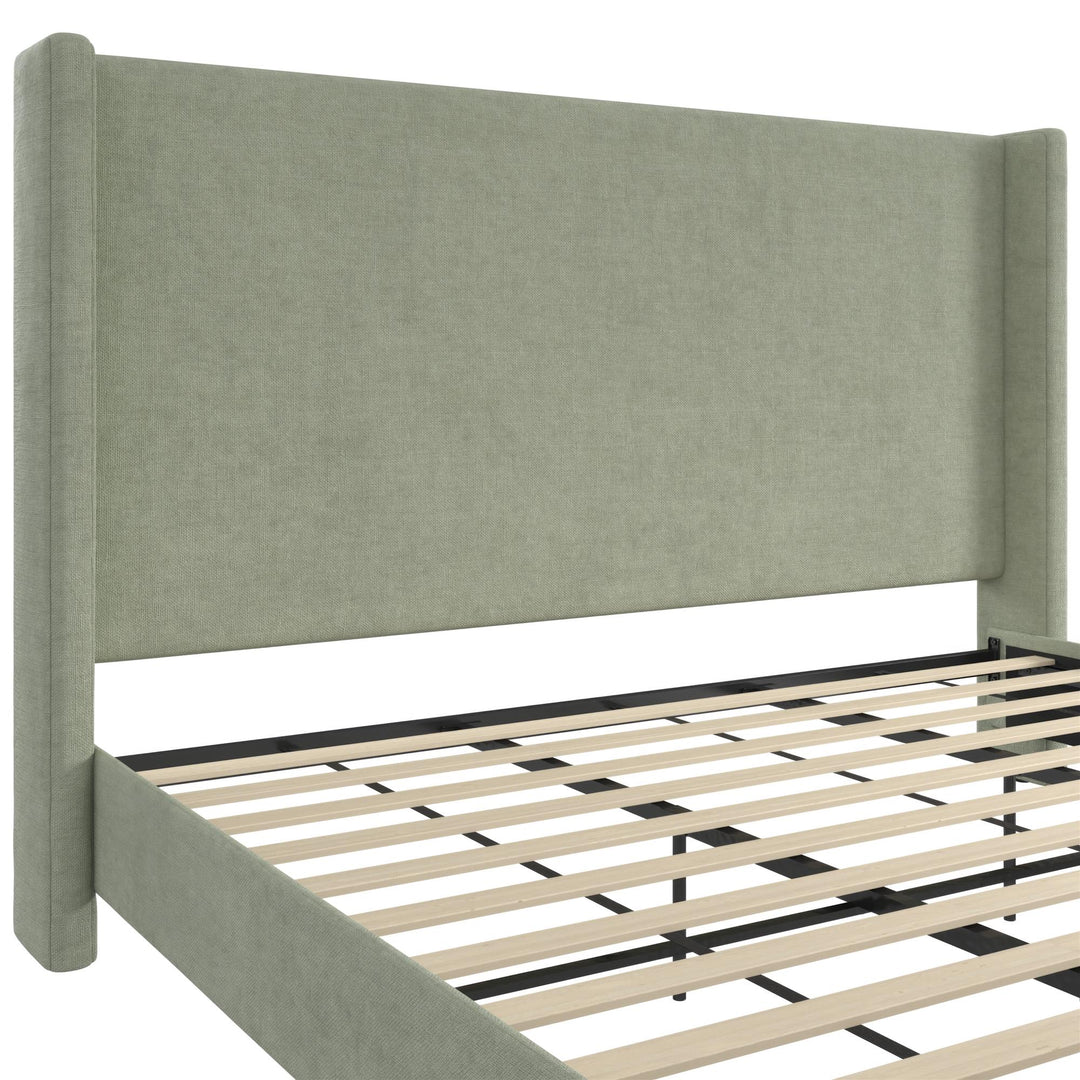 Eveline Upholstered Wingback Bed - Green - King