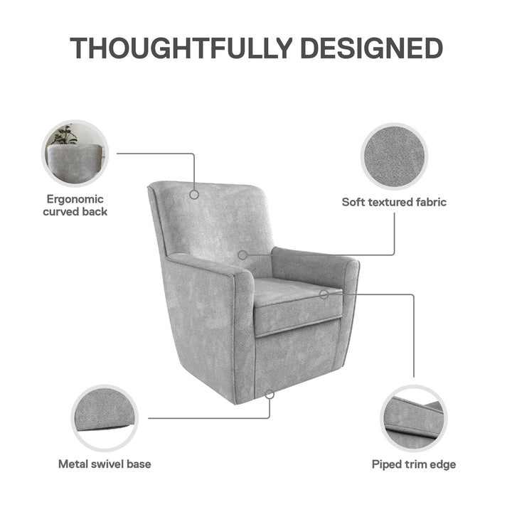 Binx Swivel Accent Chair - Gray - 1-Seater