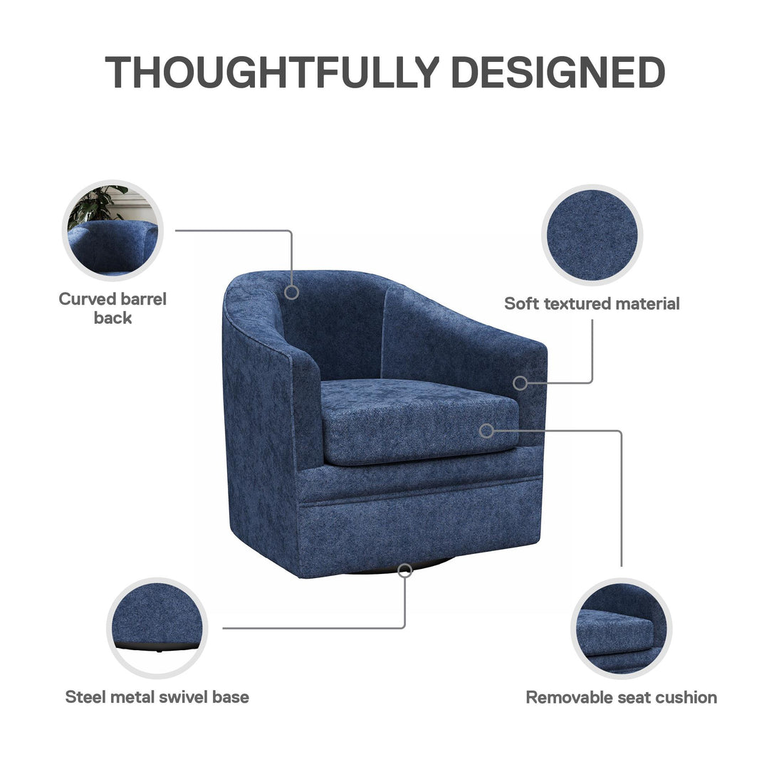 Remily Textured Swivel Accent Chair - Navy - 1-Seater