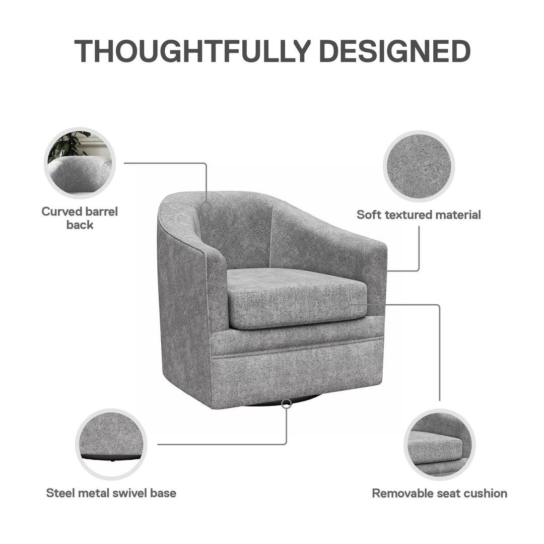 Remily Textured Swivel Accent Chair - Gray - 1-Seater