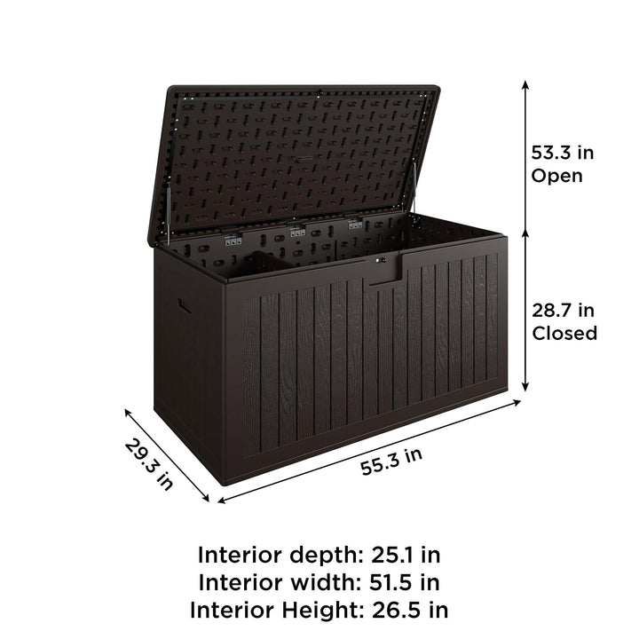 Large 150 Gallon Outdoor Storage Box - Dark Brown