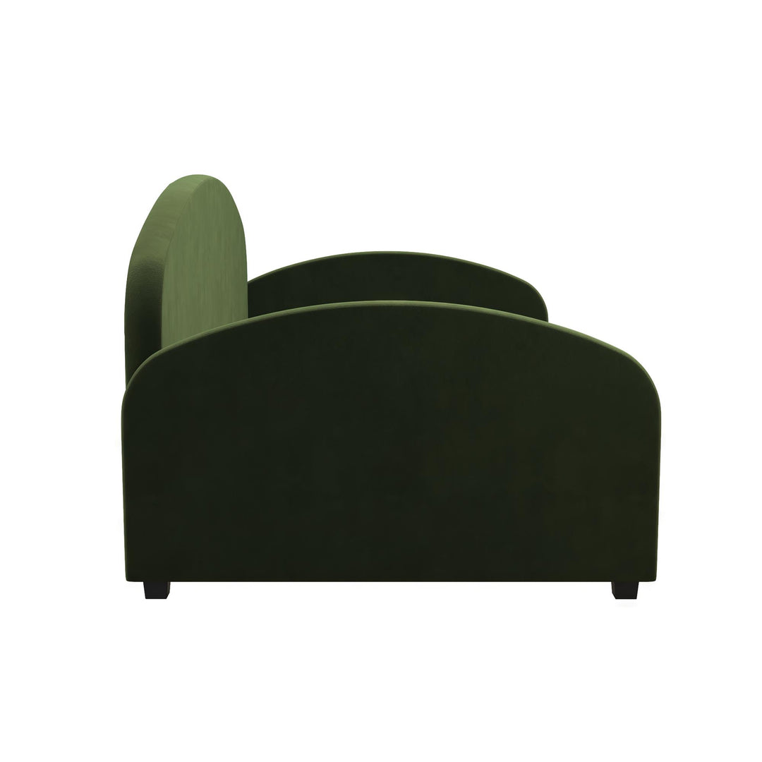 Moon Velvet Upholstered Daybed with Rounded Headboard - Olive Green - Twin