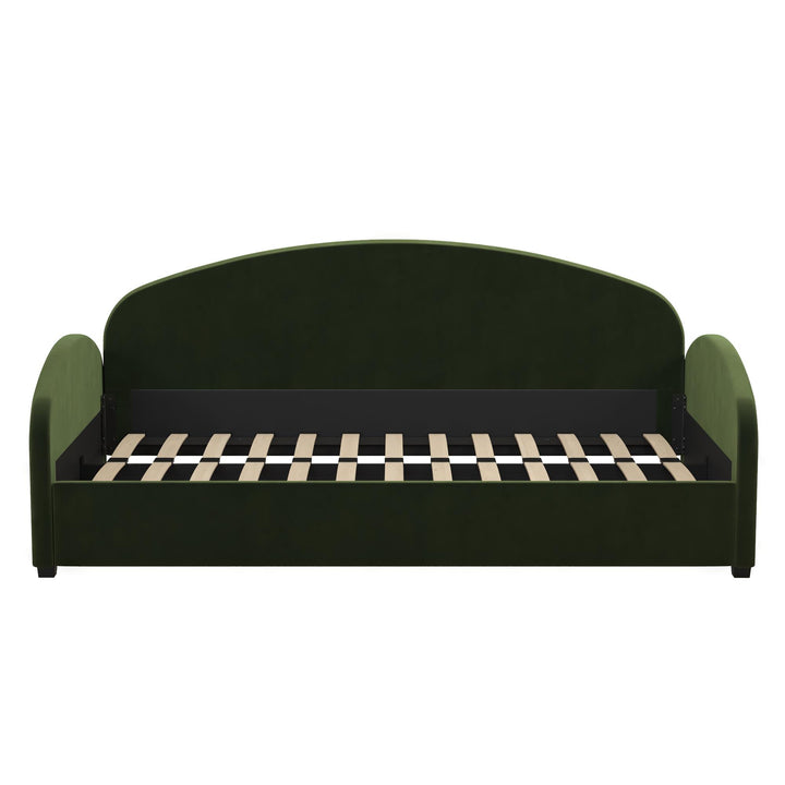 Moon Velvet Upholstered Daybed with Rounded Headboard - Olive Green - Twin