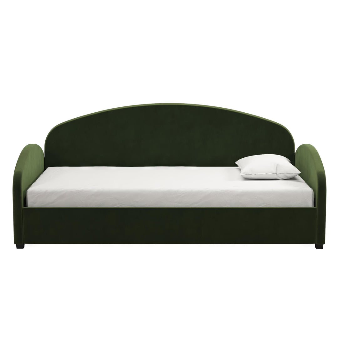 Moon Velvet Upholstered Daybed with Rounded Headboard - Olive Green - Twin