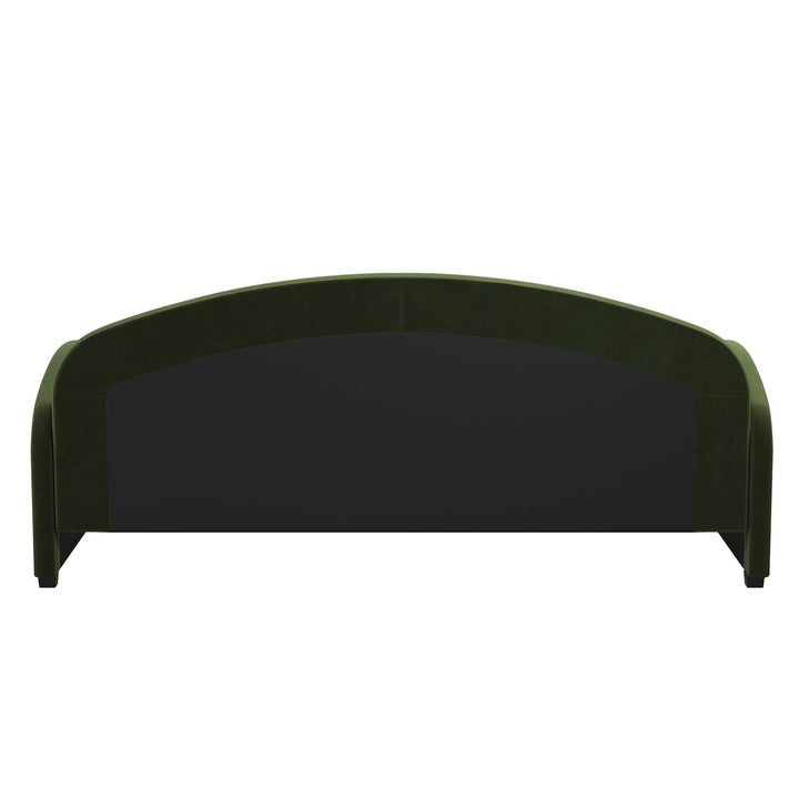 Moon Velvet Upholstered Daybed with Rounded Headboard - Olive Green - Twin