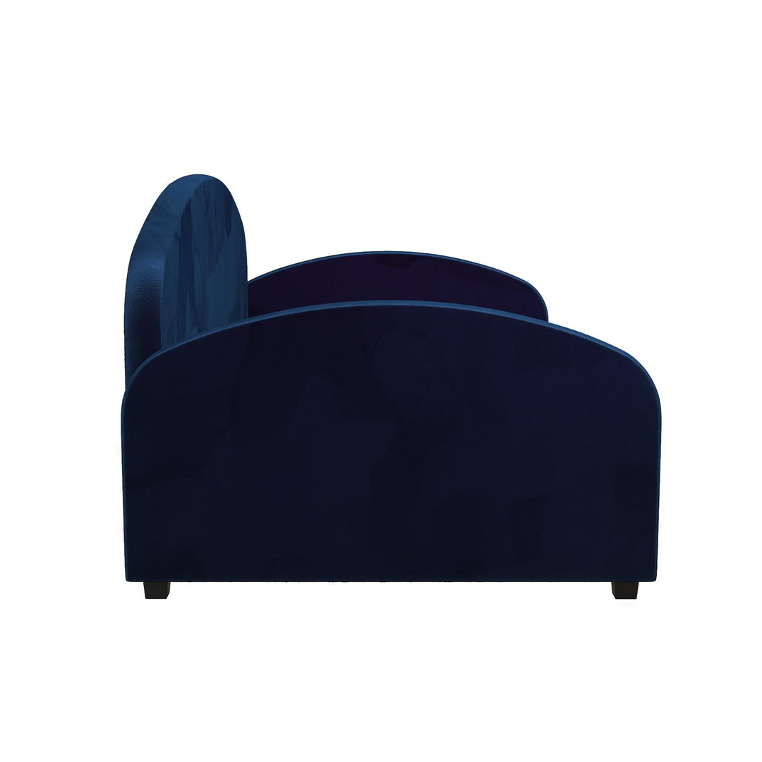 Moon Velvet Upholstered Daybed with Rounded Headboard - Blue - Twin