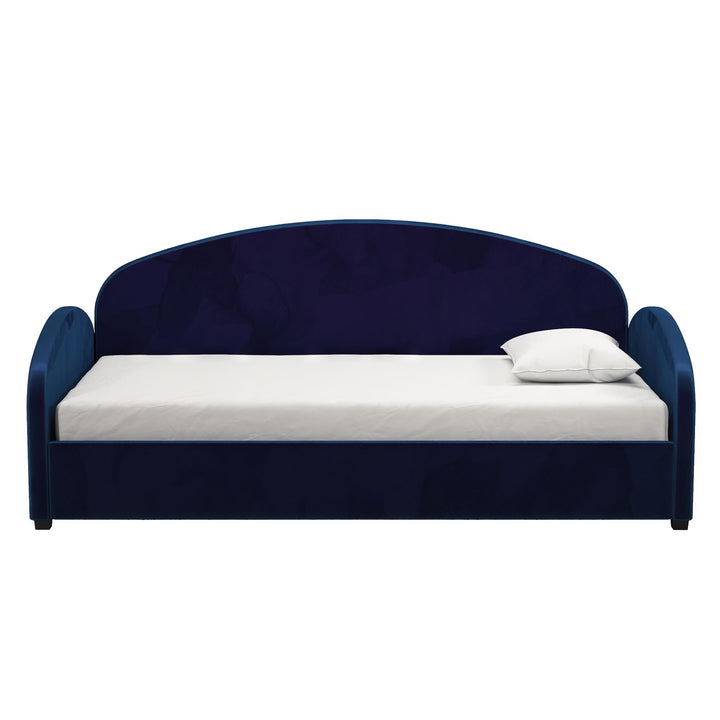 Moon Velvet Upholstered Daybed with Rounded Headboard - Blue - Twin