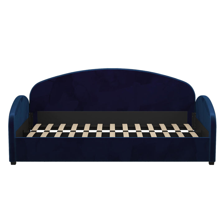 Moon Velvet Upholstered Daybed with Rounded Headboard - Blue - Twin