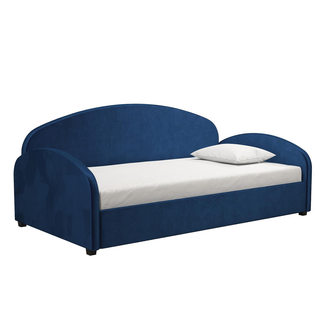 Moon Velvet Upholstered Daybed with Rounded Headboard - Blue - Twin